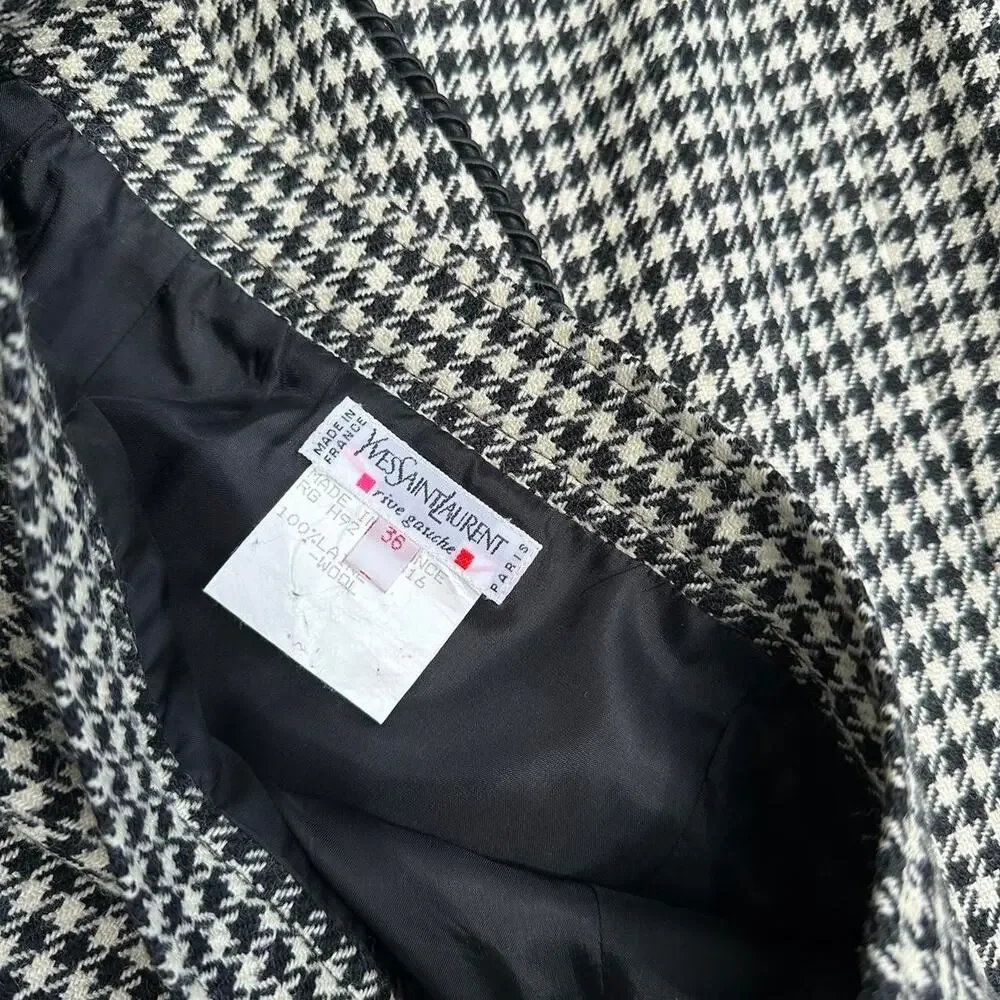 Yves Saint Laurent Black and White Houndstooth Blazer & Skirt Set - Picture 7 of 8